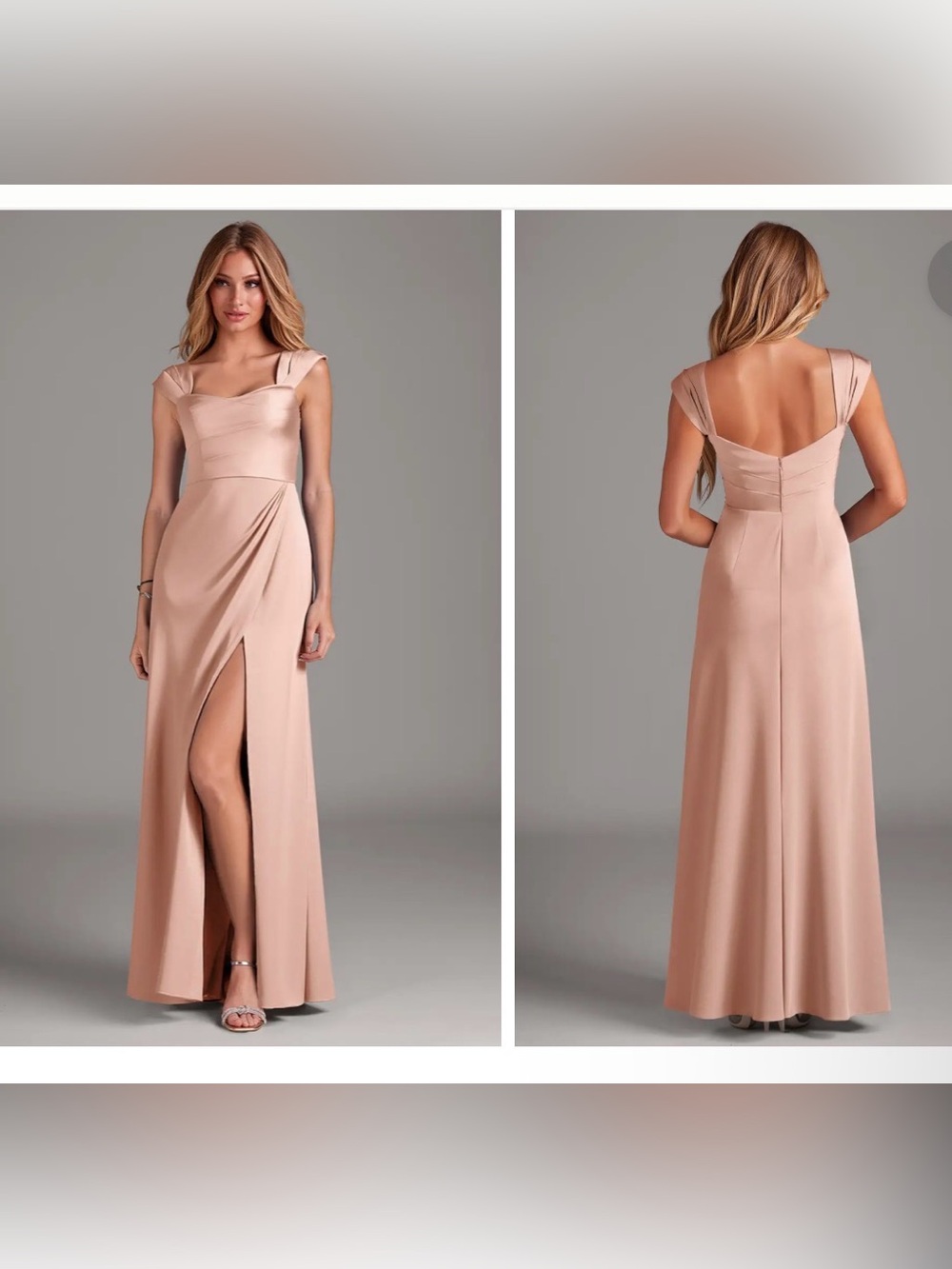 Azazie Blush Pink Cap-Sleeve Maxi Dress with Side Slit